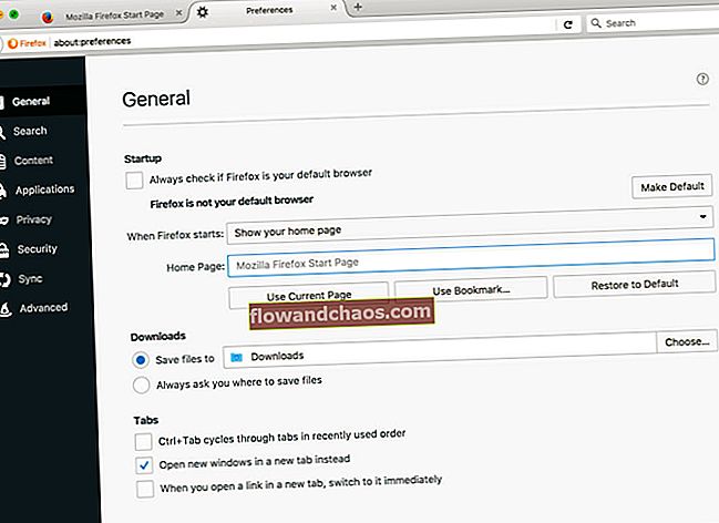 Hogyan lehet megváltoztatni a honlapot a Mozilla Firefox böngészőben